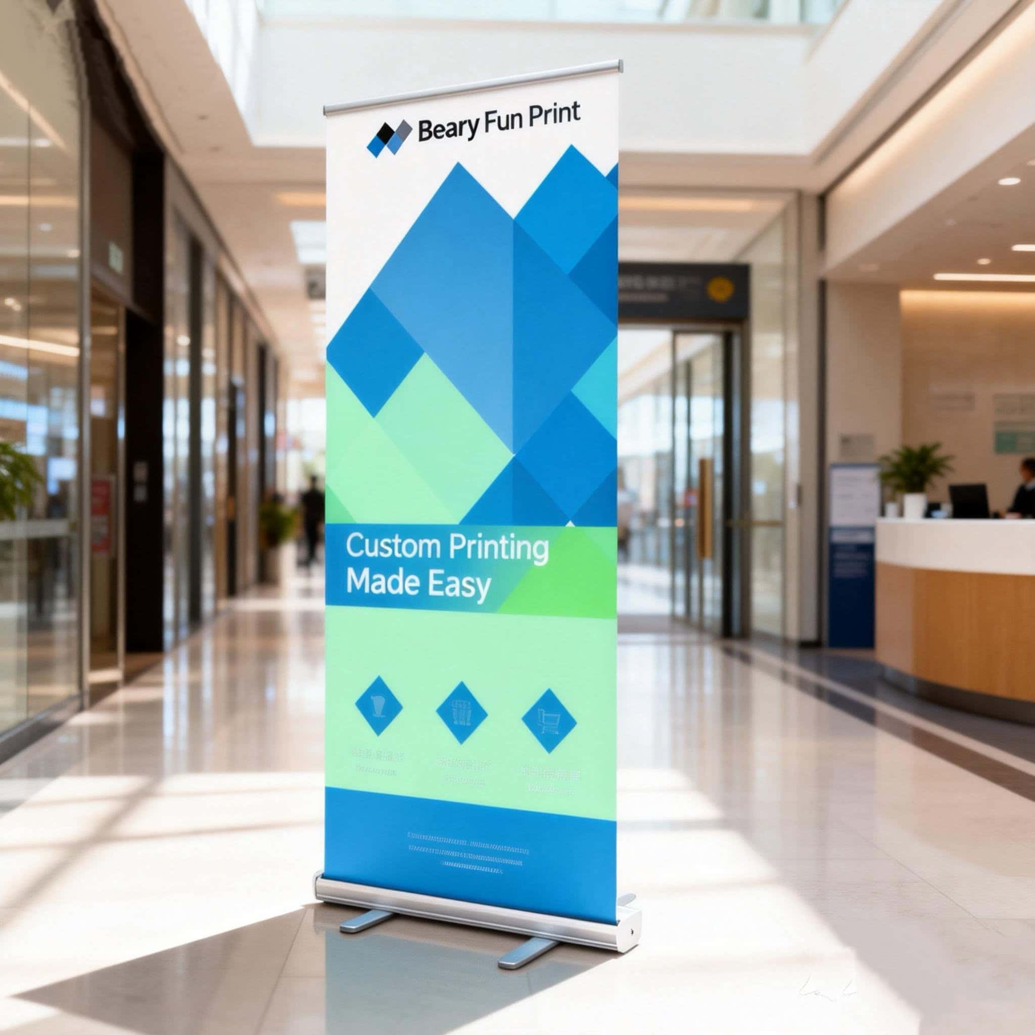 Custom roll-up banner stand for events and retail promotions