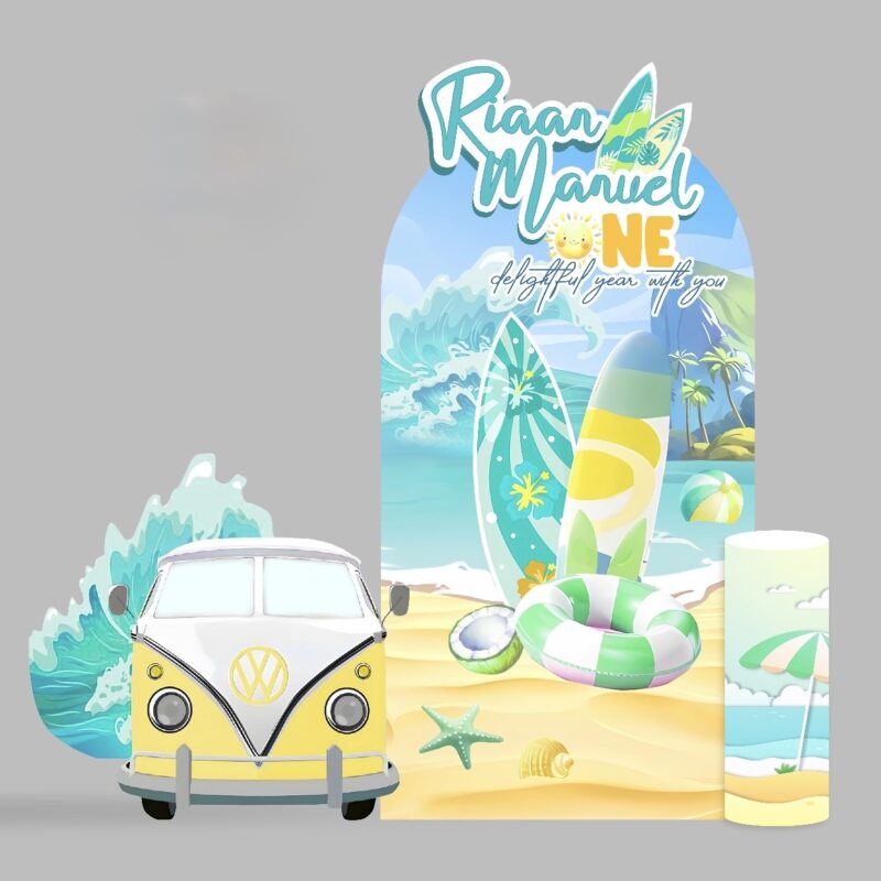 Beach Party Surfing Backdrop & Standee Set
