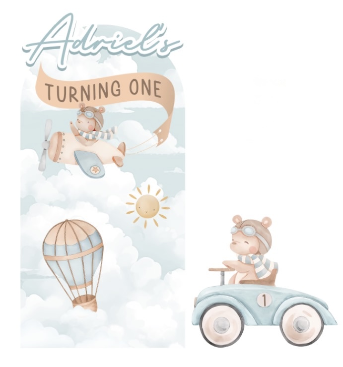 Baby Pilot Teddy Bear Backdrop & Standee Set