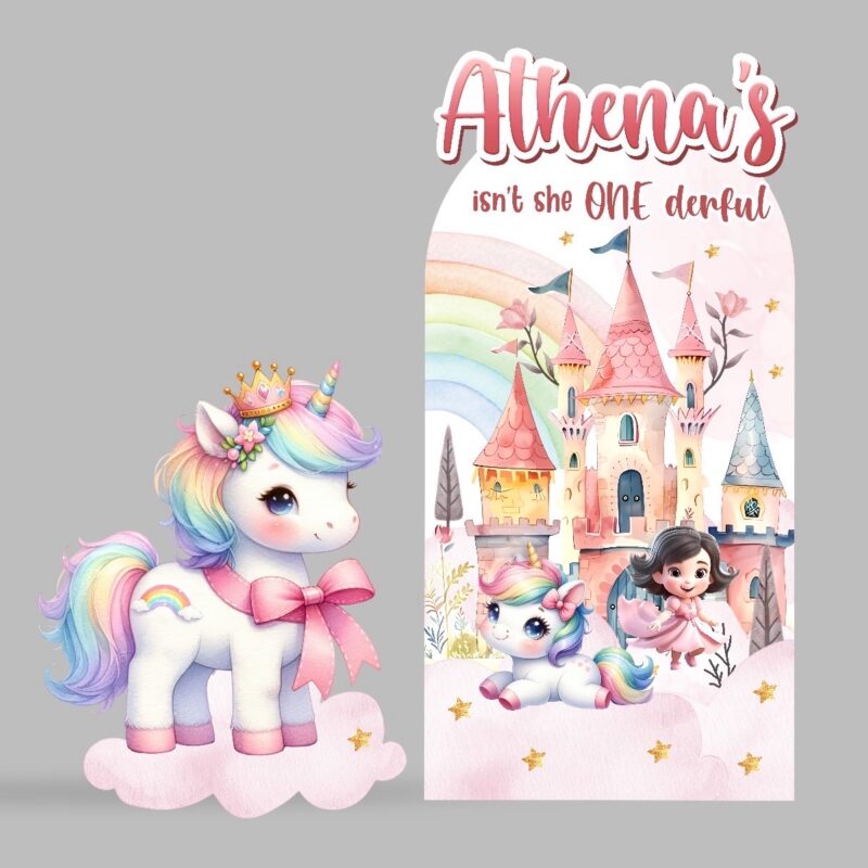 Unicorn & Princess Castle Backdrop & Standee Set