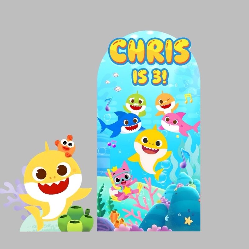 Baby Sharks Backdrop & Standee Set