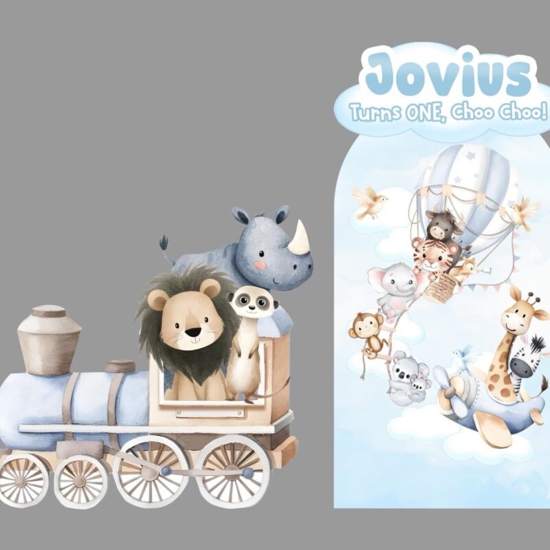 Animal Train Backdrop & Standee Set
