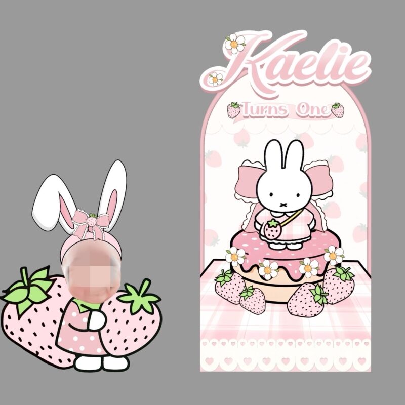Miffy & Strawberry Backdrop & Standee Set