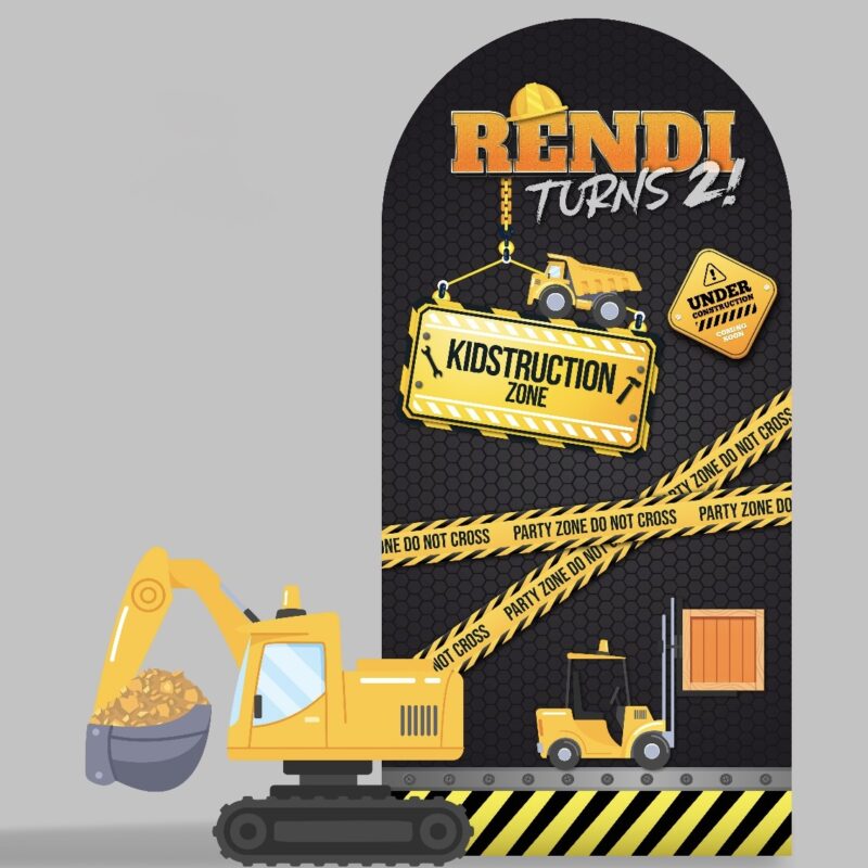 Construction Vehicles Backdrop & Standee Set